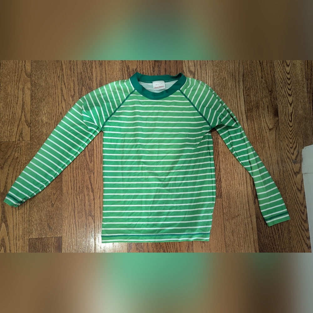 Hanna Andersson - Green Striped Swim Rashguard size 140 (fits like US 8)